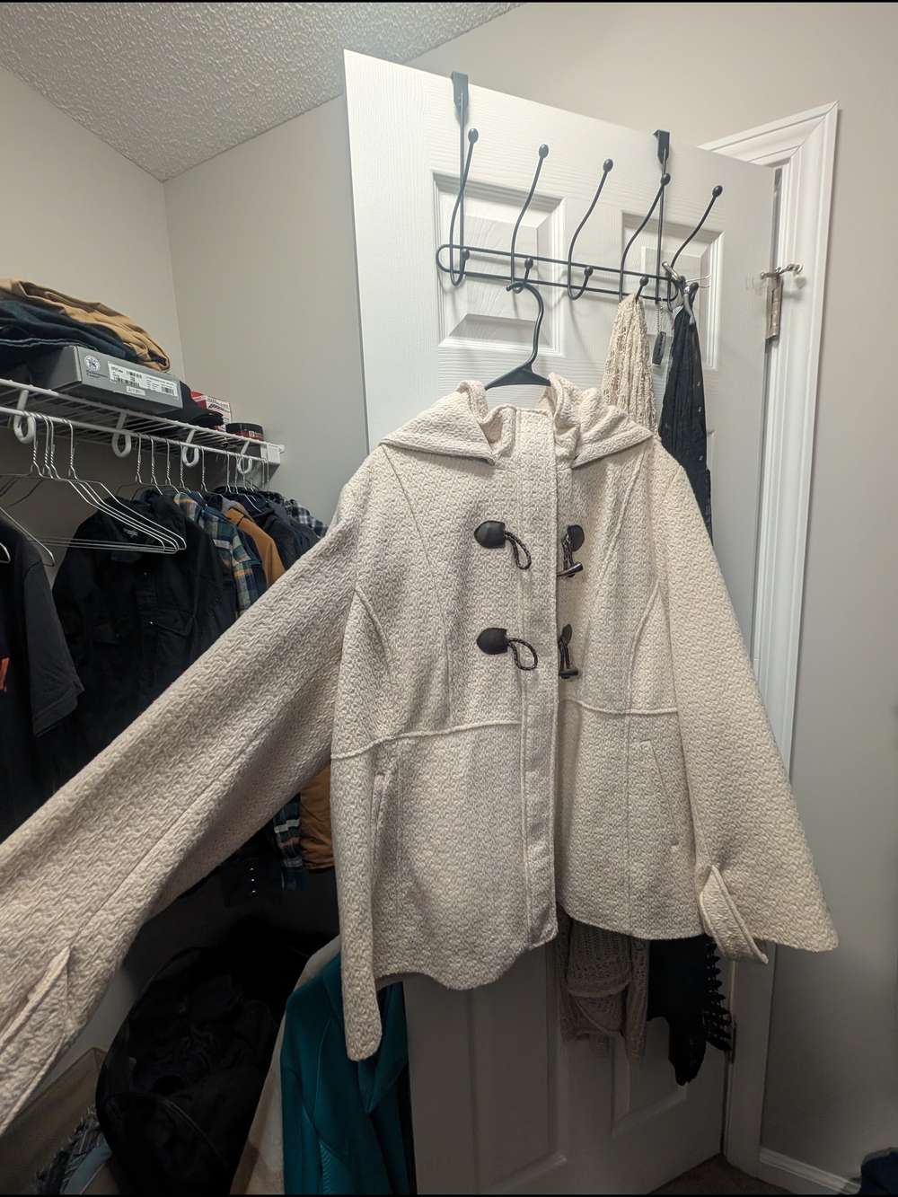 Jessica Simpson Cream Hooded Toggle Pea Coat
